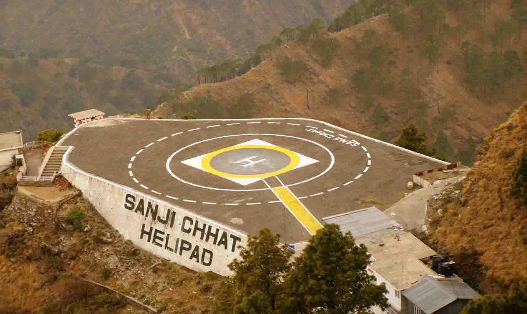 Sanjichhat helipad near Vaishno Devi Bhawan